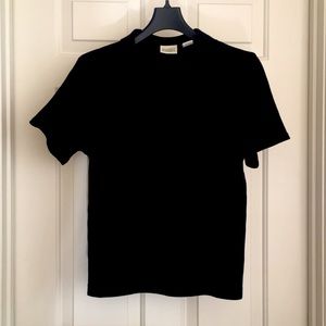 Classic Elements Top Large Black Collar Short Sleeves Thick Fabric